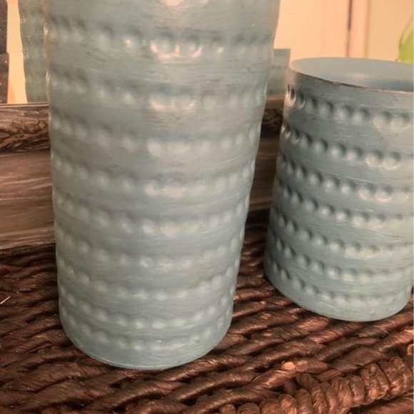 Set of Two Robin Egg Blue Ceramic Candle Holders - Picture 7 of 7